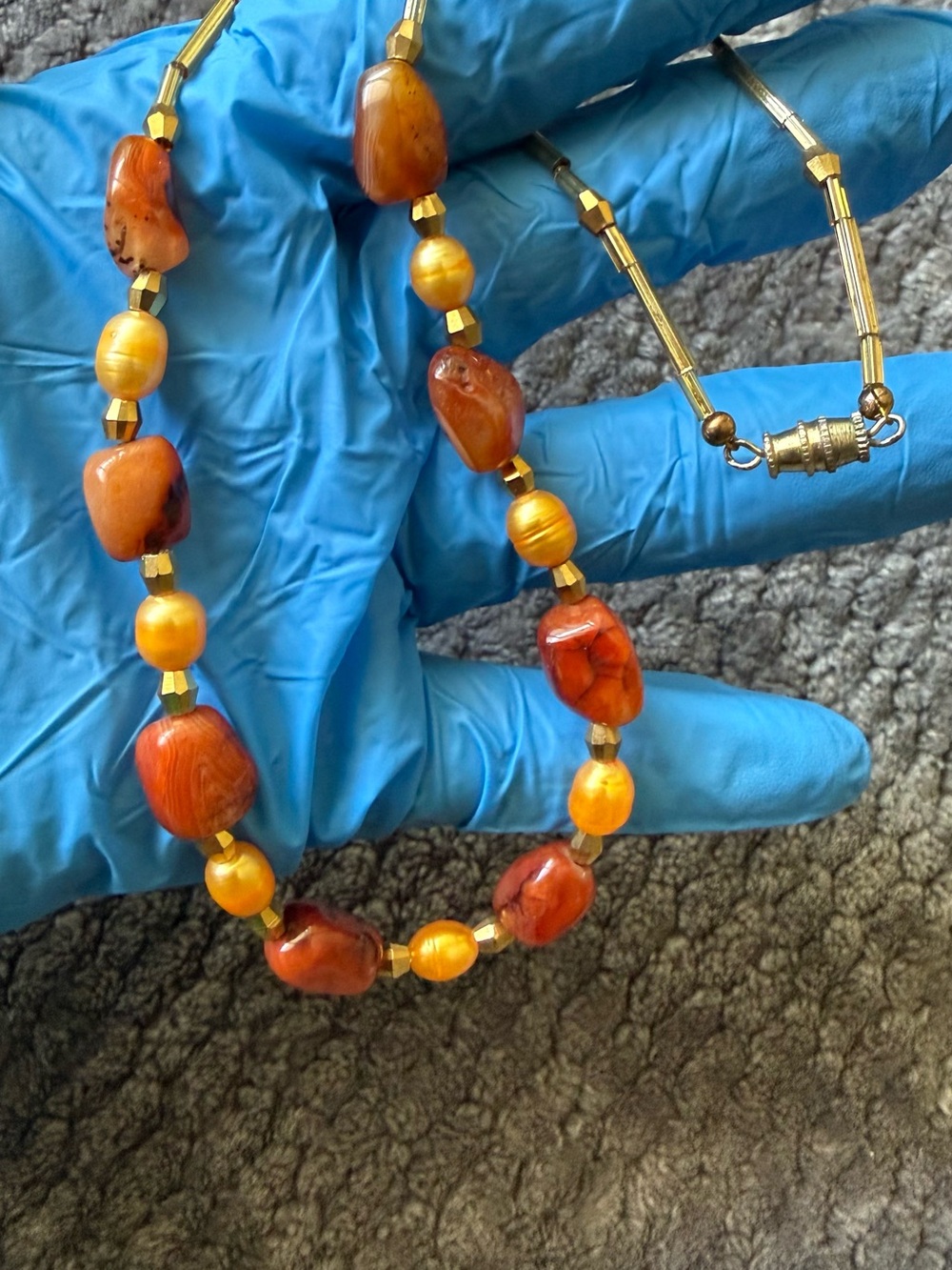 Women’s Amber-Tone Beaded Necklace - Golden Brown